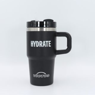 Tumbler isotherme en acier inoxydable à double paroi avec paille intégrée 590ml Noir